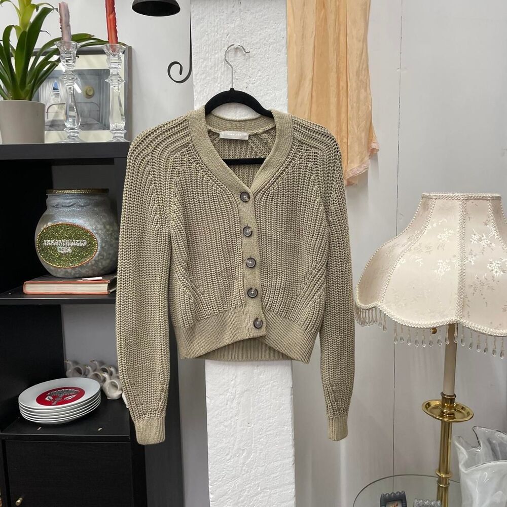 Everlane Women's Green and Khaki Cardigan